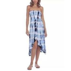 Women's Raviya Tie Dye Strapless Swim Cover Up Dress Blue S New With Tags